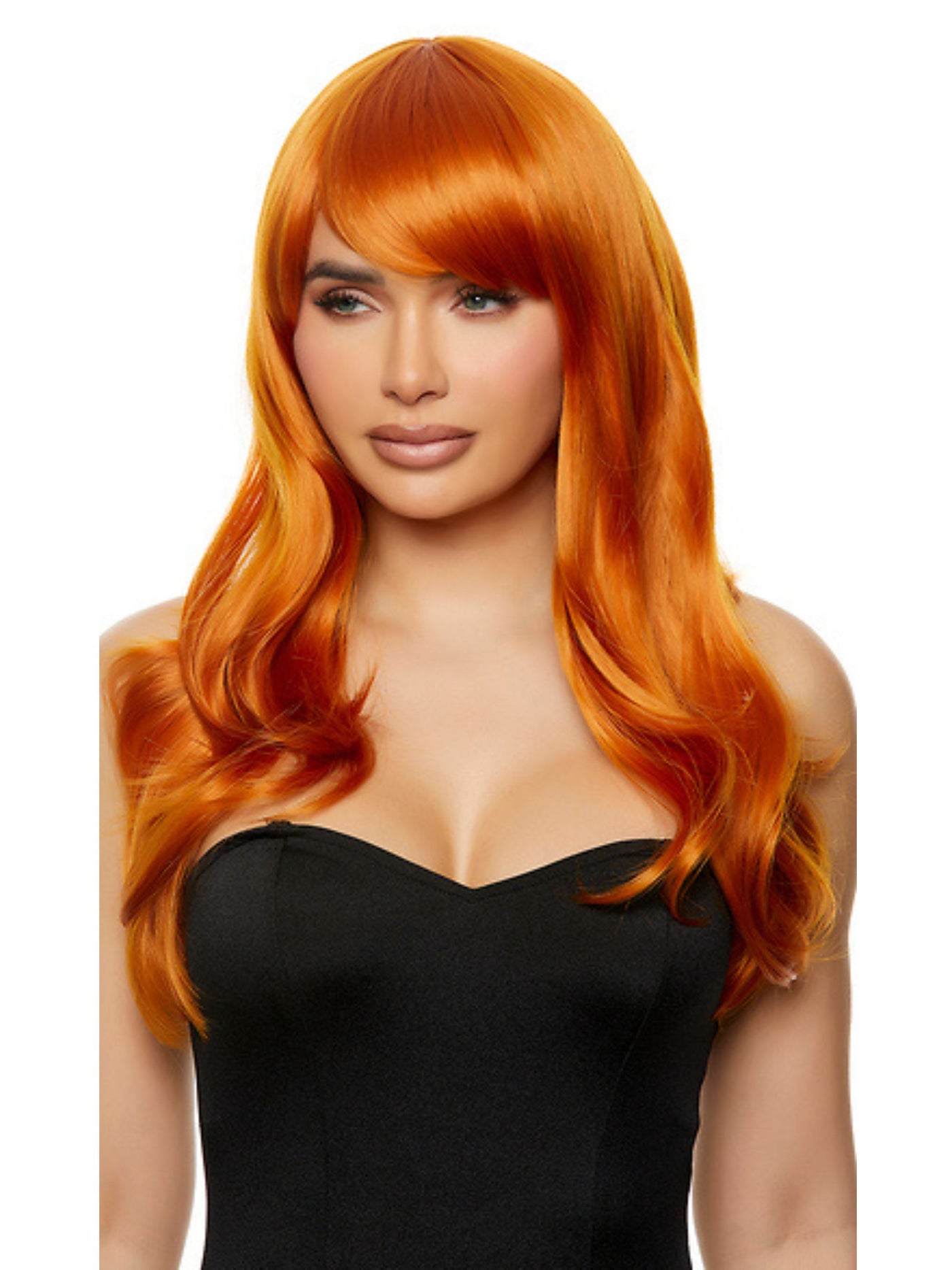 Ginger Wig with Curl Pattern and Side Bangs