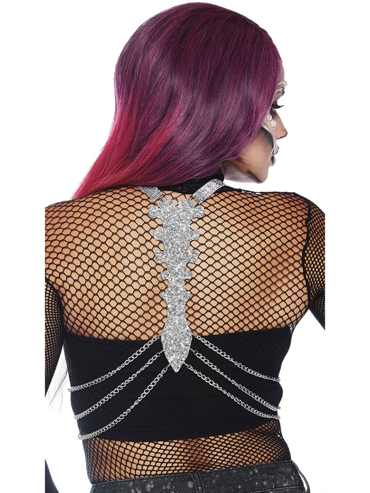 Glitter Skeleton Bone Body Harness with Chains - Shop Fortune Costumes Lingerie