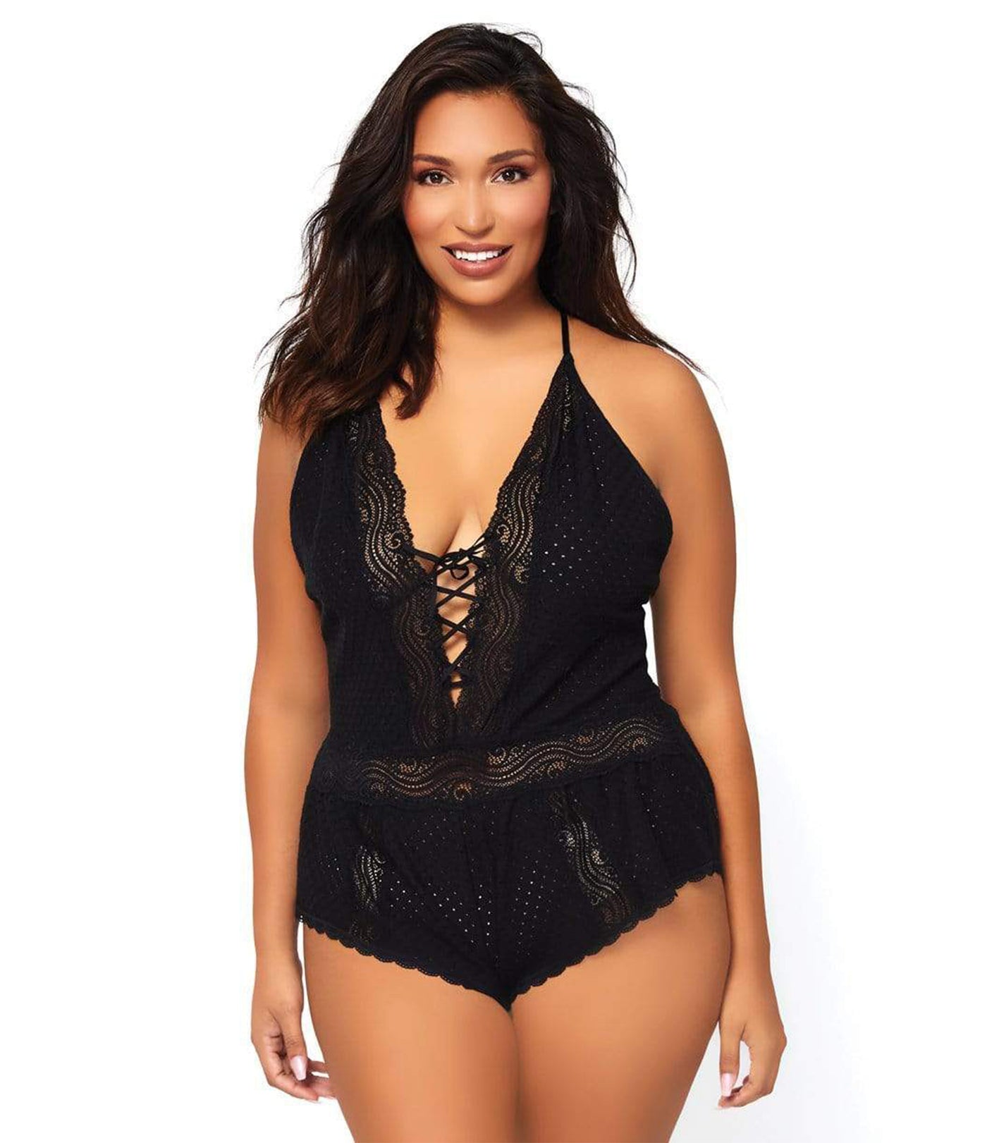 Dreaming in Slumber Plus Size Lace Up Eyelet Romper - Costumes & Lingerie Australia