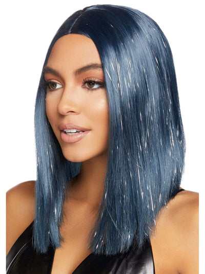Midnight Blue Tinsel Long Bob Fashion Wig
