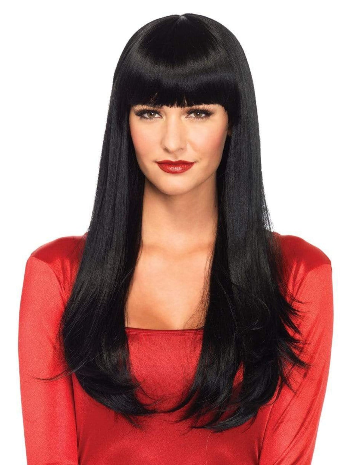 Black Long Straight Women's Costume Wig with Front Fringe - Shop Fortune Costumes Lingerie
