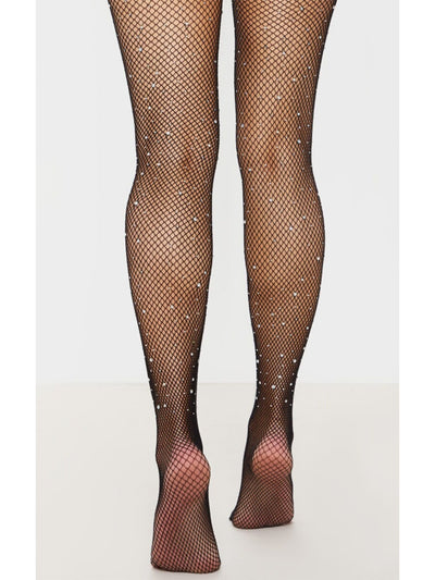 Khloe Black Sparkle Glitter Crystalized Rhinestone Fishnet Tights - Shop Fortune Costumes Lingerie