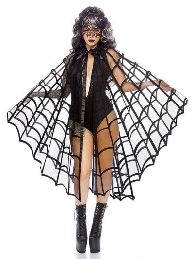 Black Velvet Spider Web Halloween Costume Cape
