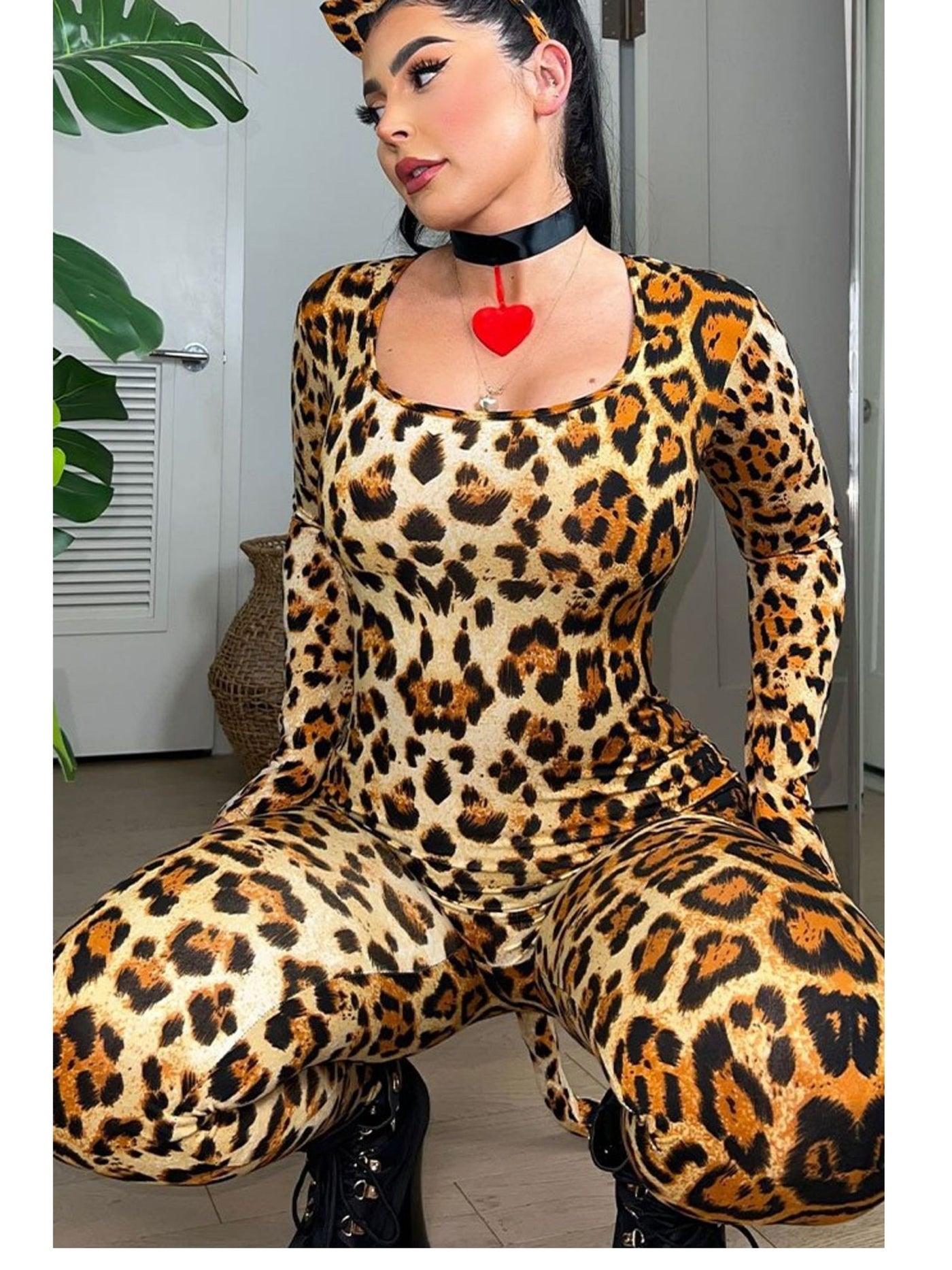 Womens Sexy Leopard Print Catsuit Costume - Shop Fortune Costumes Lingerie