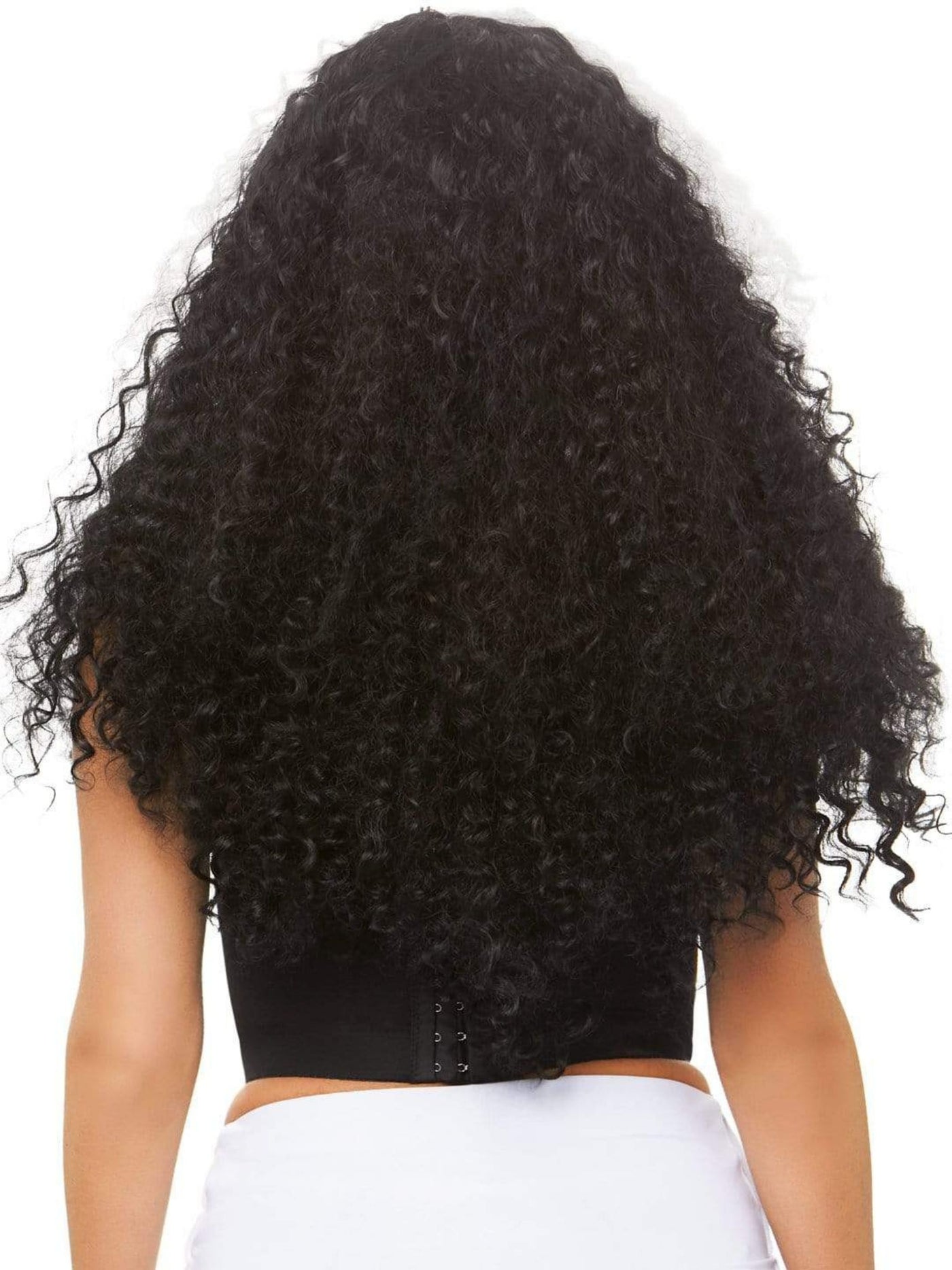 Long Curly Black & White Costume Wig