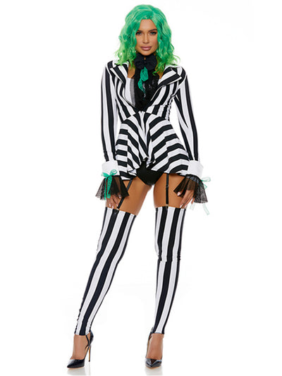 Womens Sexy Got The Juice Beetlejuice 6 Piece Costume with Wig - Shop Fortune Costumes Lingerie