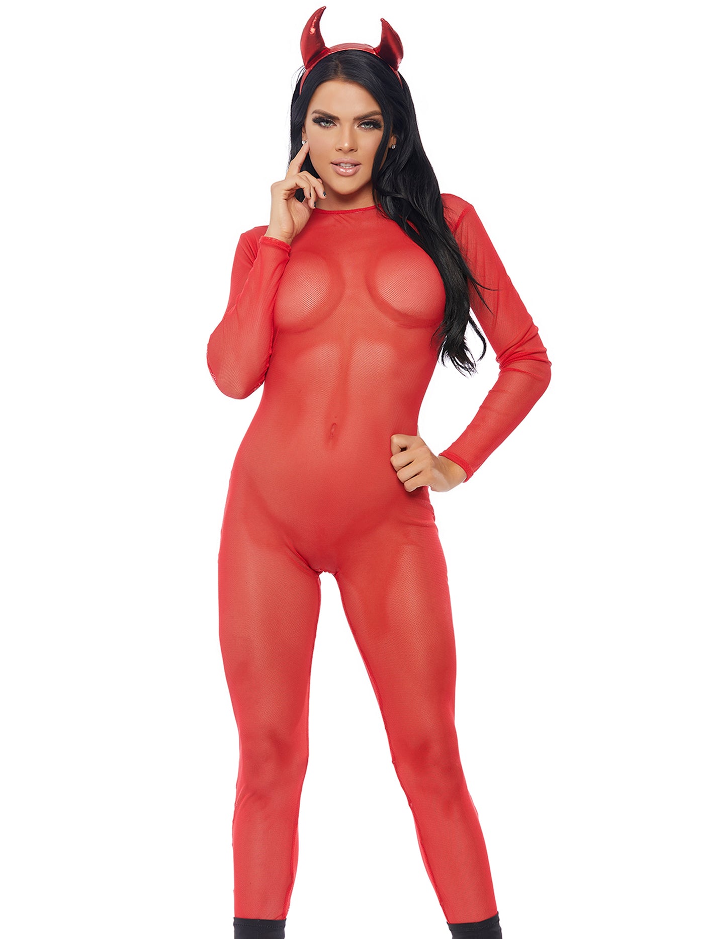 Red Sheer Mesh Micronet Catsuit - Shop Fortune Costumes Lingerie