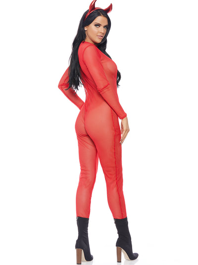 Red Sheer Mesh Micronet Catsuit - Shop Fortune Costumes Lingerie