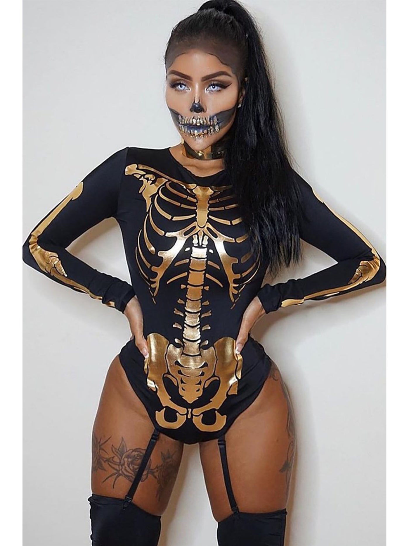 Gold Skeleton Halloween Bodysuit costume|Shop Fortune Costume Gold Skeleton Halloween Bodysuit costume|Shop Fortune Costume