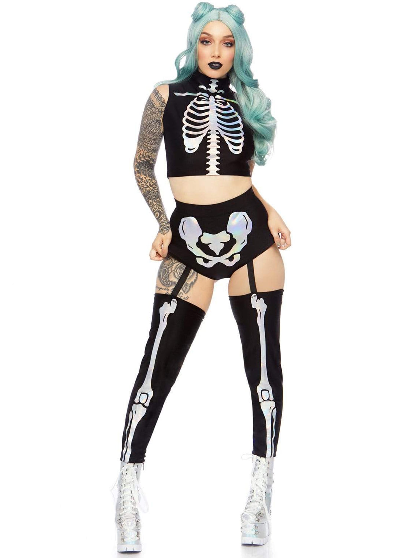 Holographic Skeleton Womens Halloween Costume