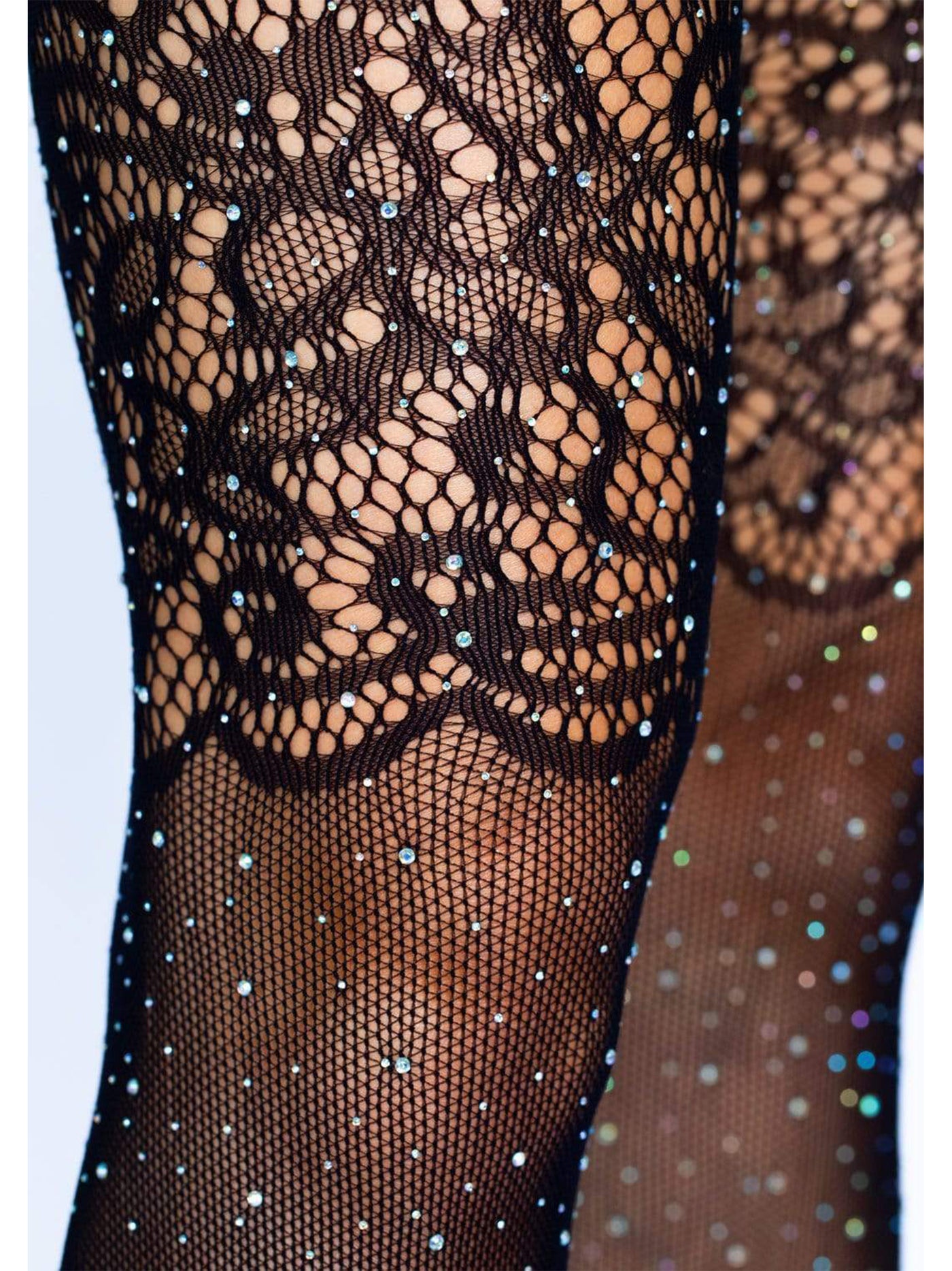 Night to Remember Rhinestone Lace Top Fishnet Stockings
