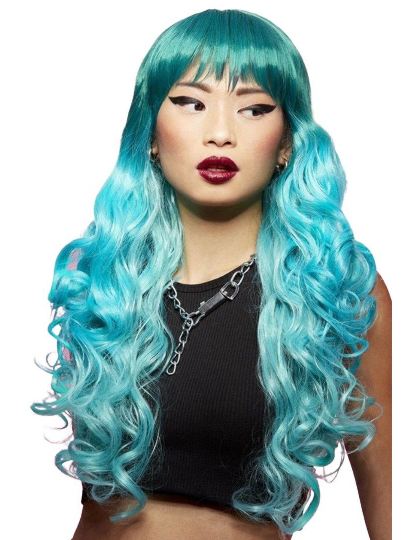 Long Wavy Ombre Turquoise Mermaid Wig by Manic Panic