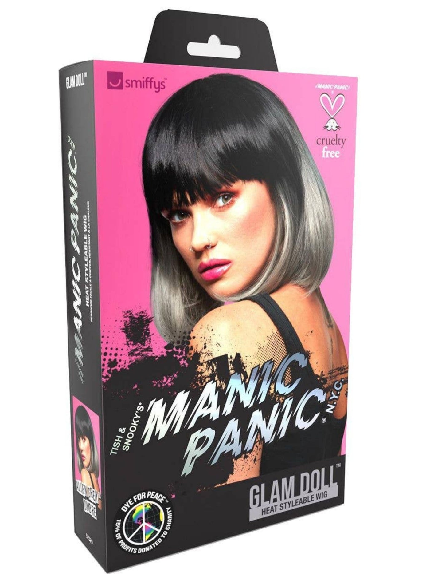 Manic Panic Glam Doll Grey & Black Ombre Wig