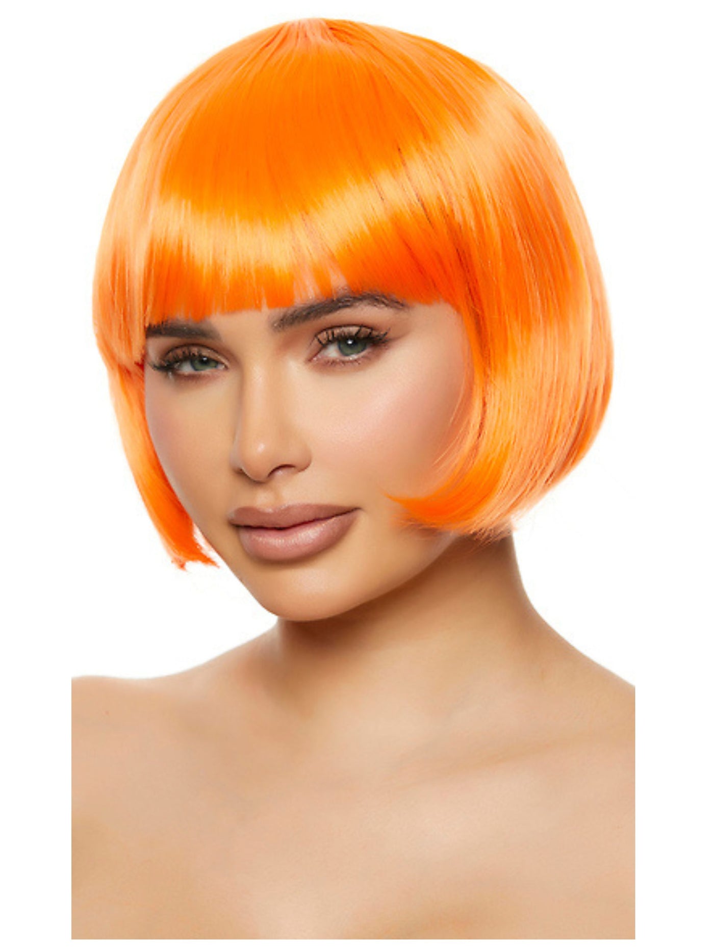 Neon Orange Bob Wig with Bangs