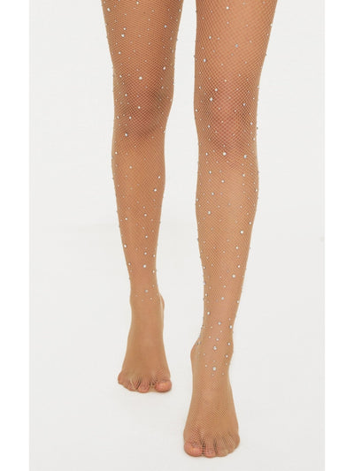 Kendall Nude Sparkle Glitter Crystalized Rhinestone Fishnet Tights
