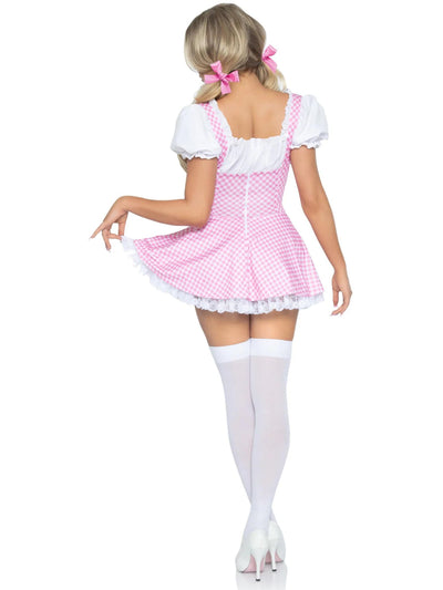 Pink Gingham Oktoberfest Costume With Apron