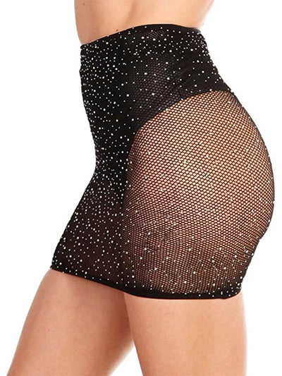 Club Lights Black Crystalised Fishnet Convertible Tube Dress - Costumes & Lingerie Australia
