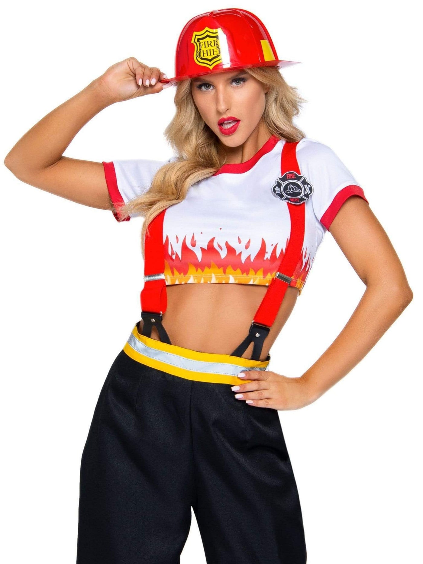 Womens 2-Piece Red Hot Firefighter Uniform Costume