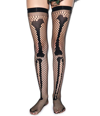 Womens Halloween Fishnet Skeleton Thigh High Tights - Costumes & Lingerie Australia