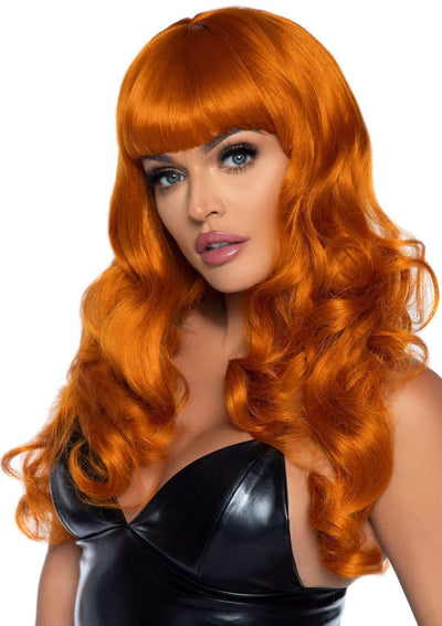 Ginger Long Wavy Costume Wig With Bangs